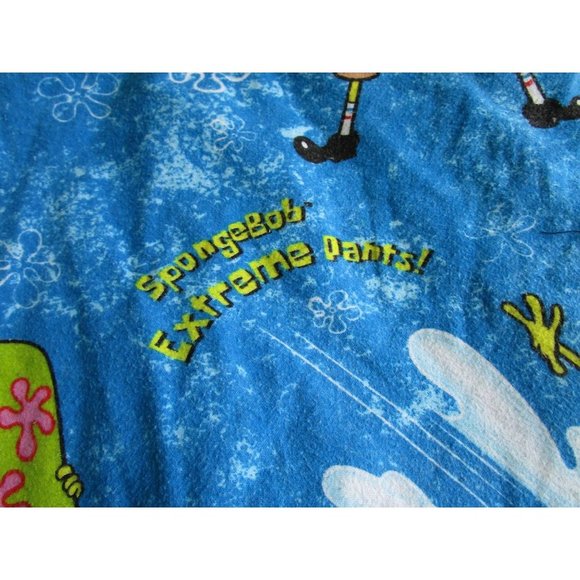 Sponge Bob Extreme Pants Snowboard Twin Size Flannel Top Flat Sheet GUC - Picture 2 of 13
